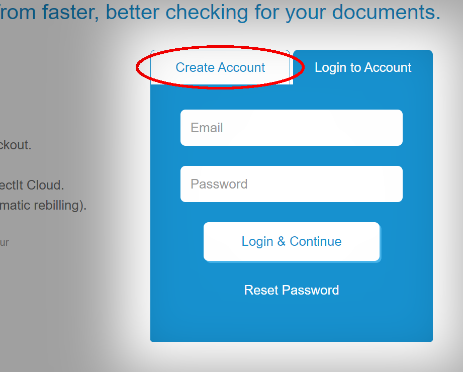 Click the Create Account tab